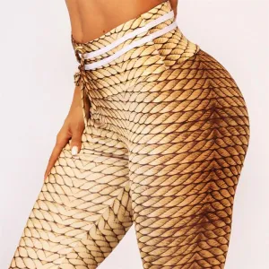 Golden Sports Tie Elasticity Yoga Fitness Sports Leggings