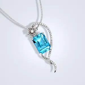 Graceful Aquamarine Diamond Pendant