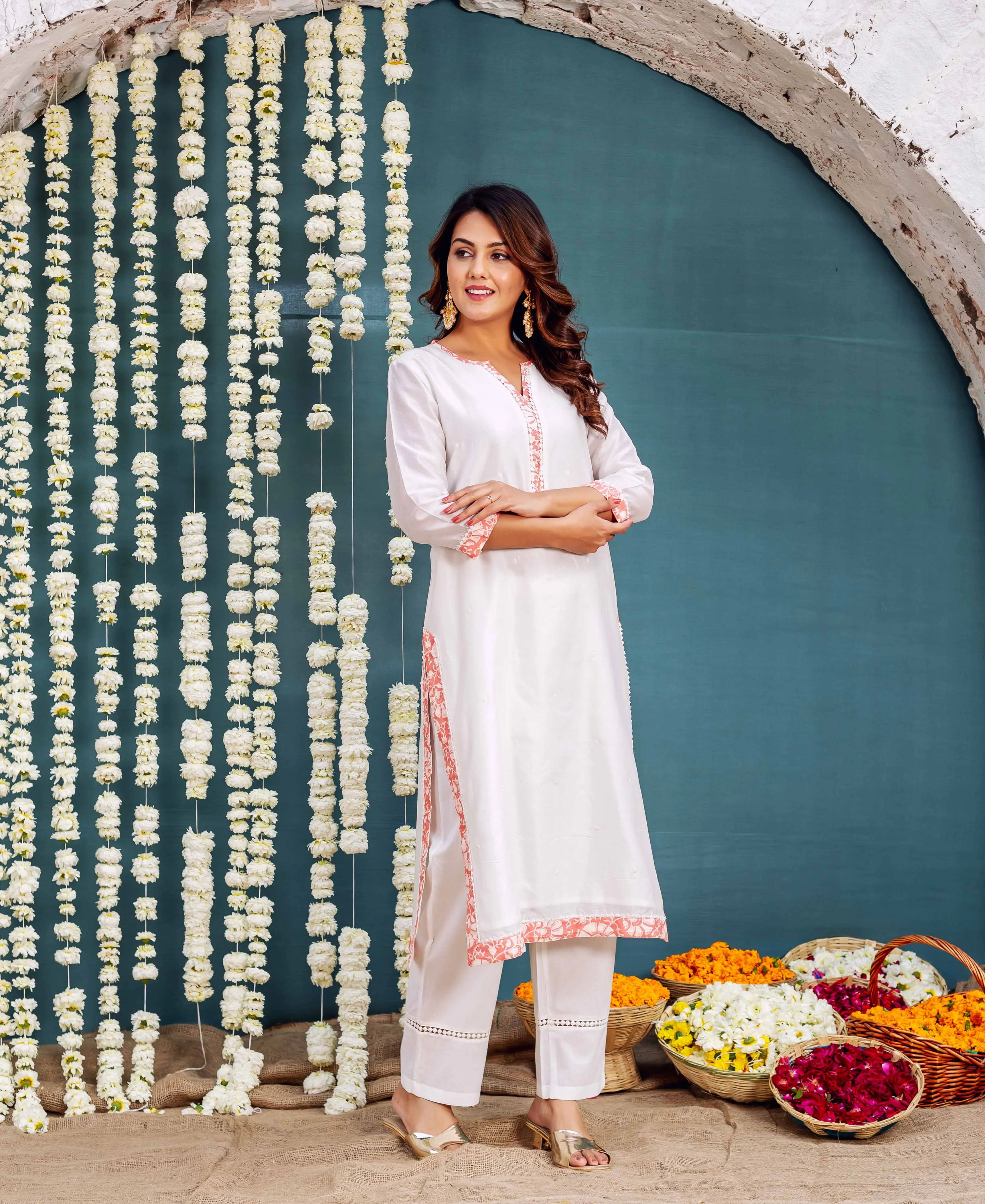 Graceful Blossom Chanderi Kurta