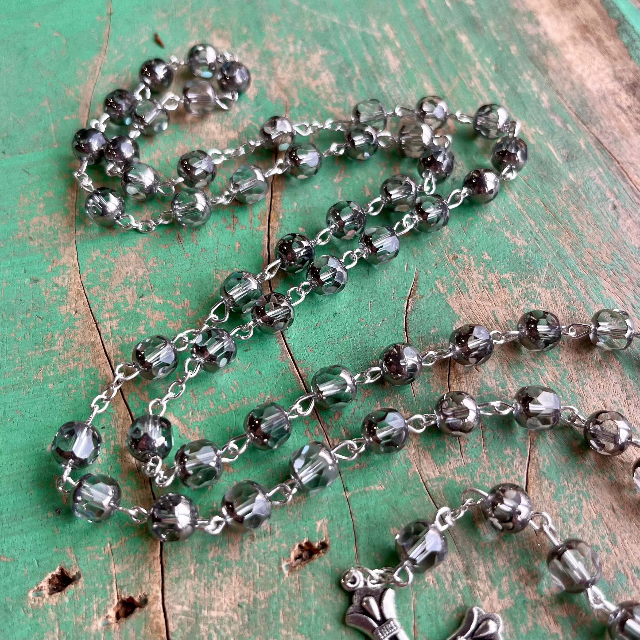 Graceful Clear Glass Rosary