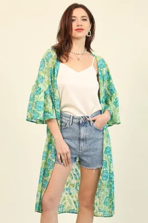 Graceful Floral Kimono Cardigan