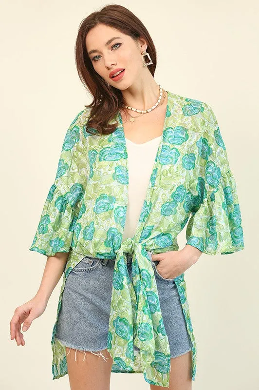 Graceful Floral Kimono Cardigan