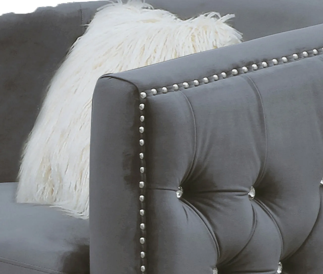 Graceful Gray Velvet Loveseat