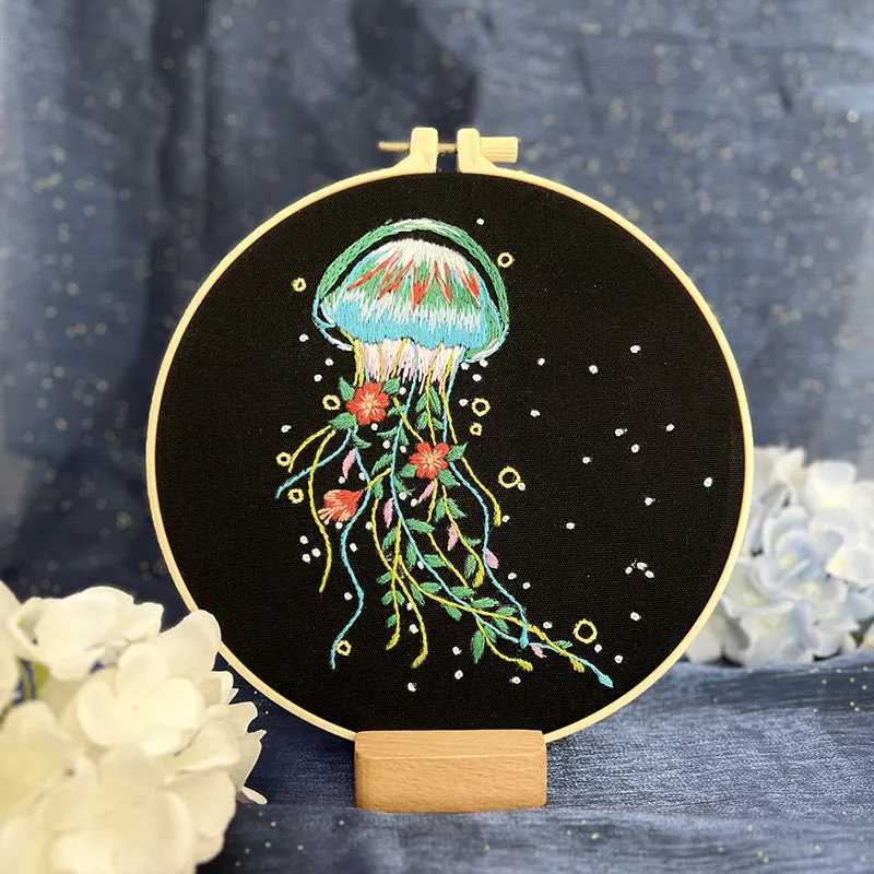 Graceful Jellyfish Hand Embroidery DIY Kit 20cm