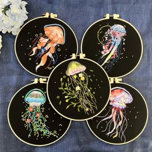 Graceful Jellyfish Hand Embroidery DIY Kit 20cm