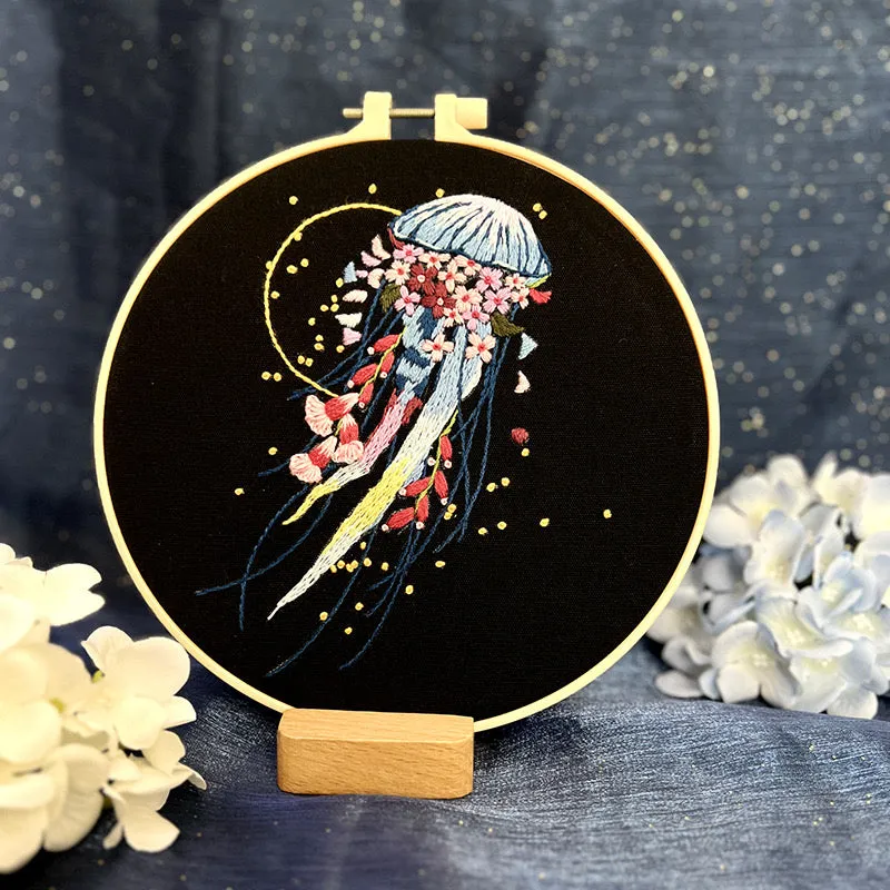 Graceful Jellyfish Hand Embroidery DIY Kit 20cm