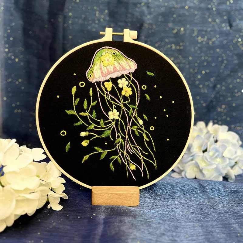 Graceful Jellyfish Hand Embroidery DIY Kit 20cm