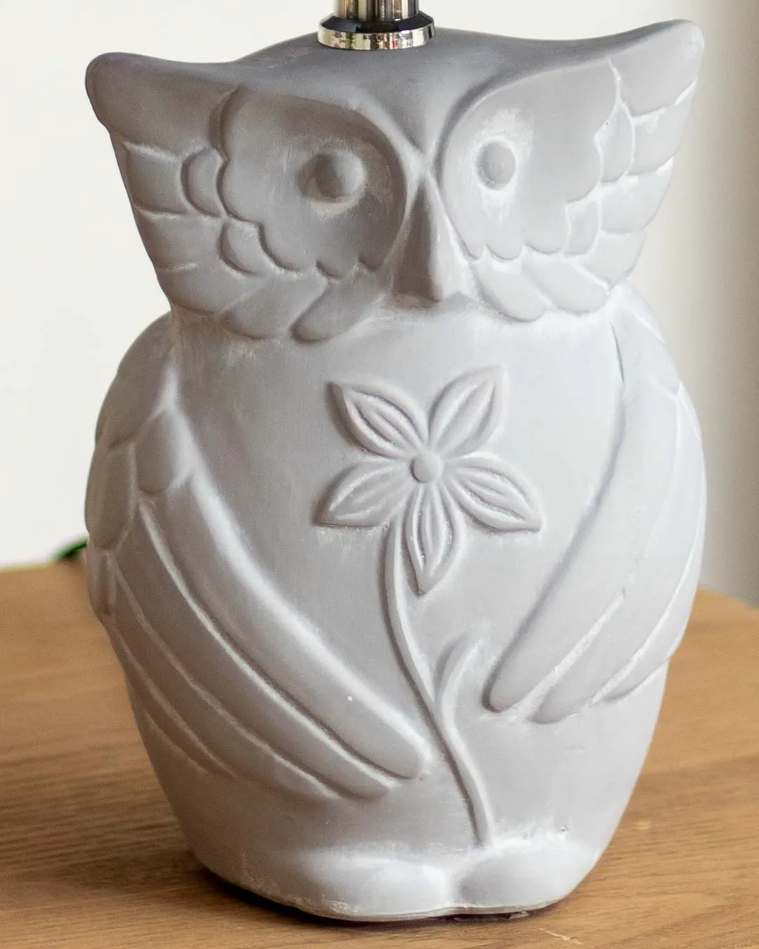 'Graceful Night' Owl Figurine Table Lamp - Grey