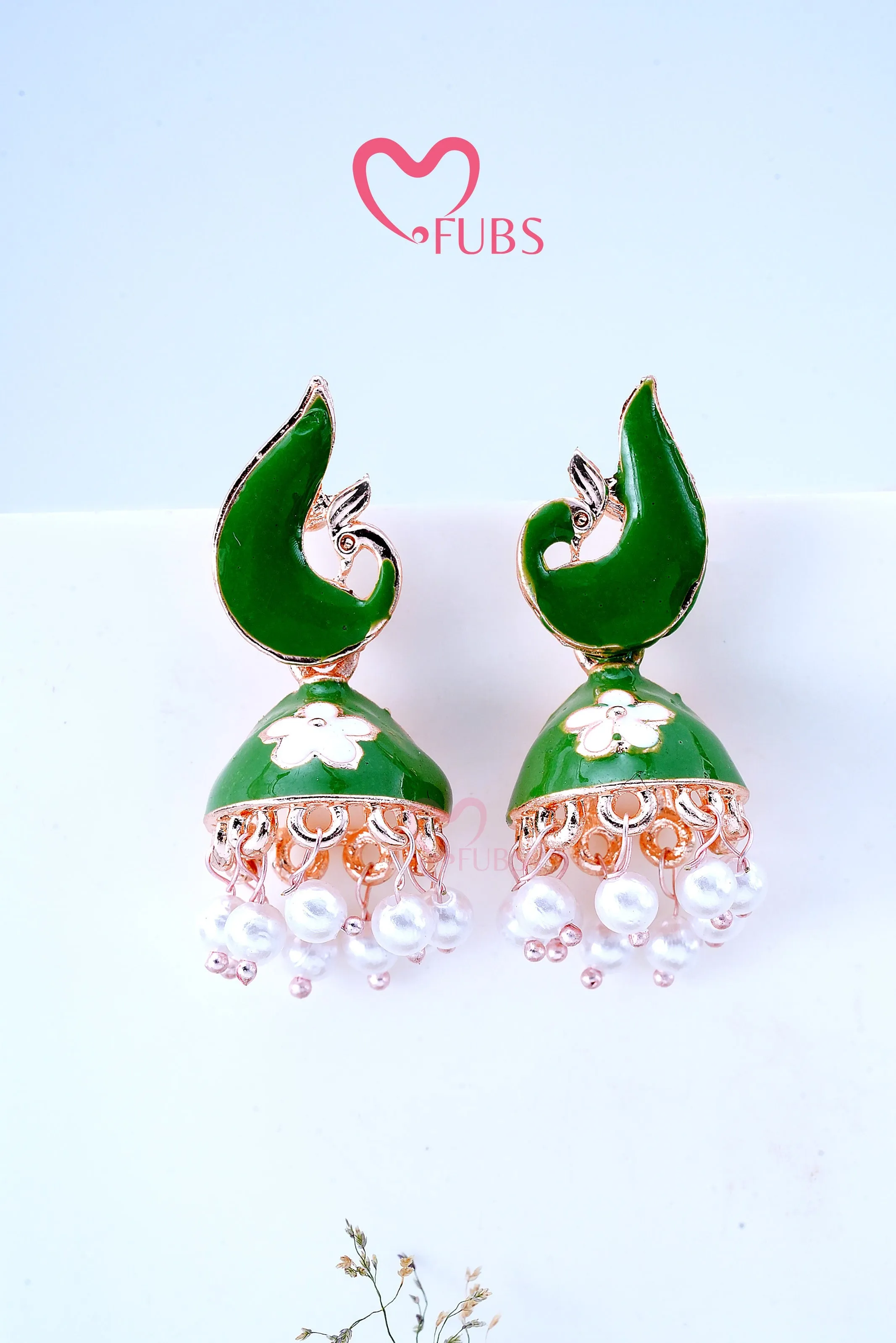 Graceful Peacock Marble Jhumkas