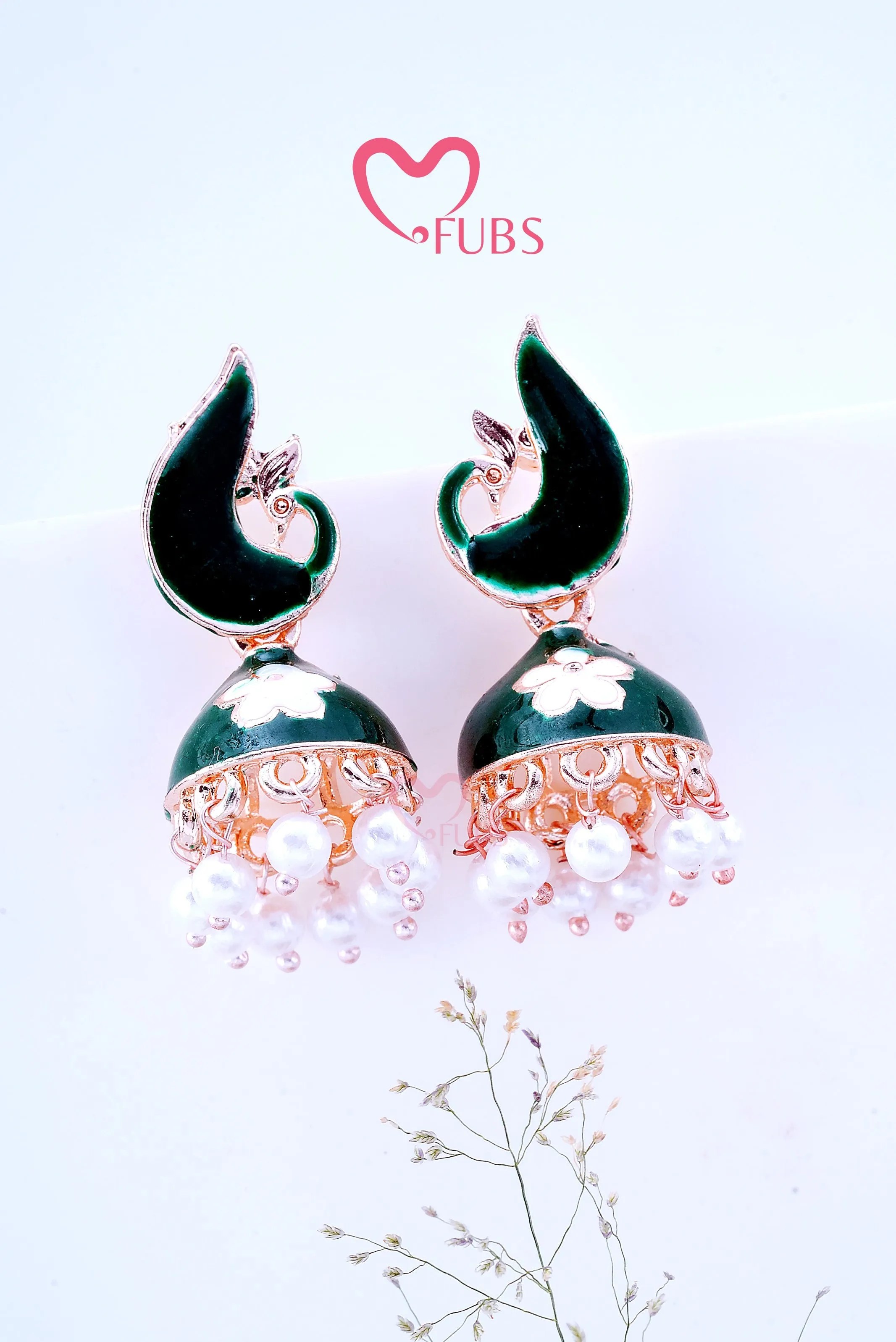 Graceful Peacock Marble Jhumkas