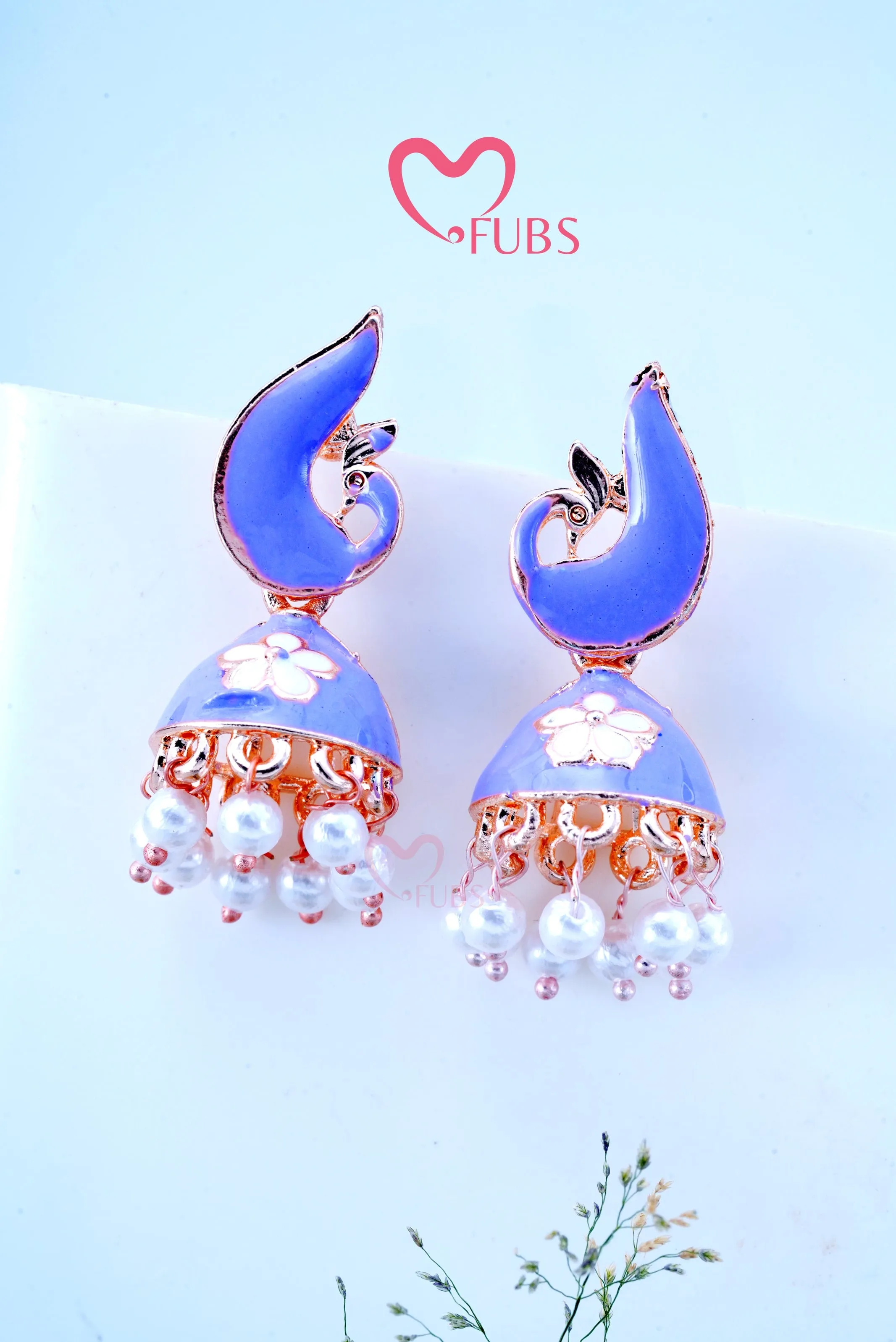 Graceful Peacock Marble Jhumkas