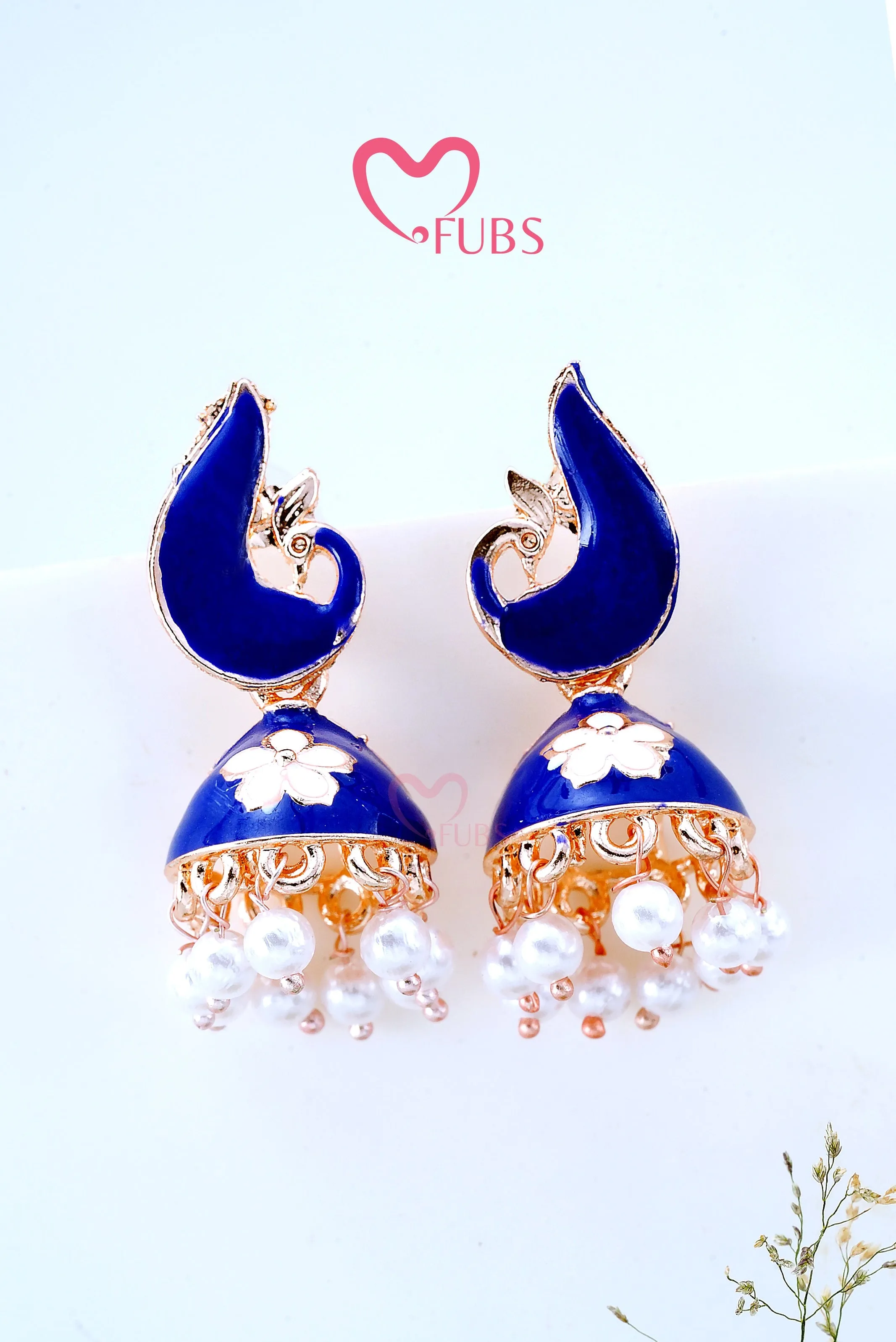 Graceful Peacock Marble Jhumkas