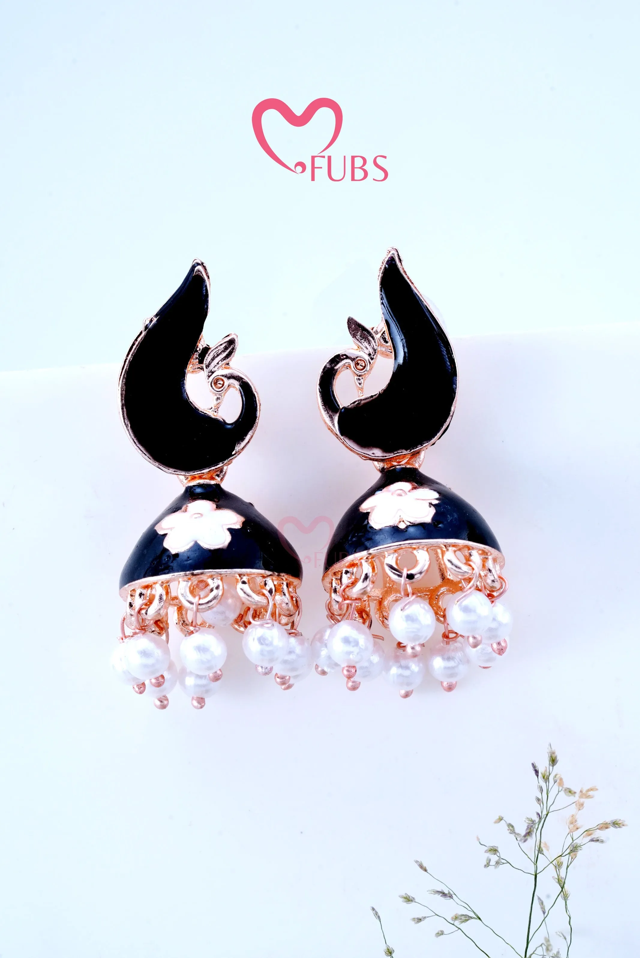 Graceful Peacock Marble Jhumkas