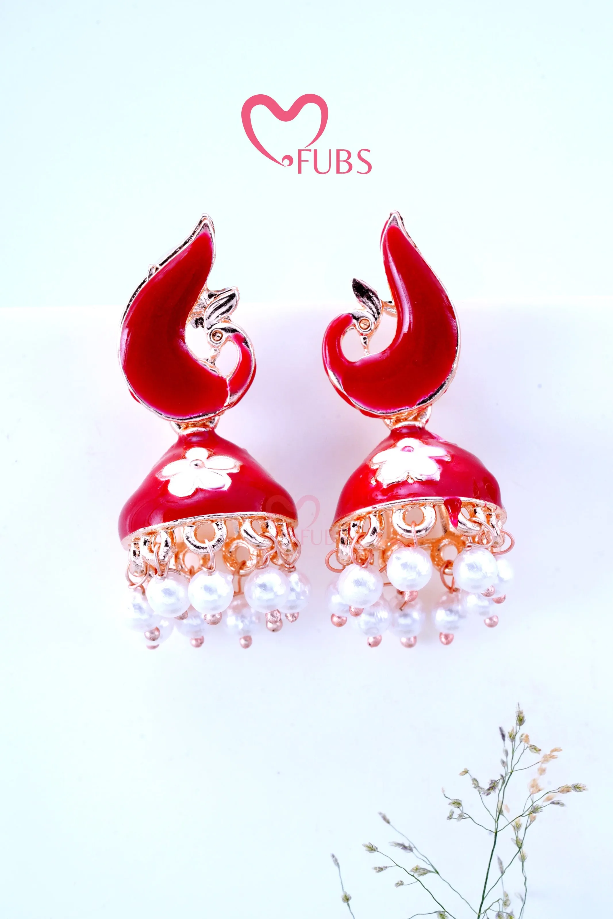 Graceful Peacock Marble Jhumkas