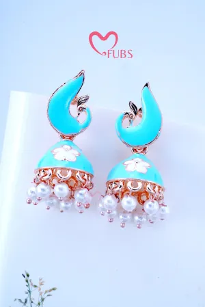 Graceful Peacock Marble Jhumkas