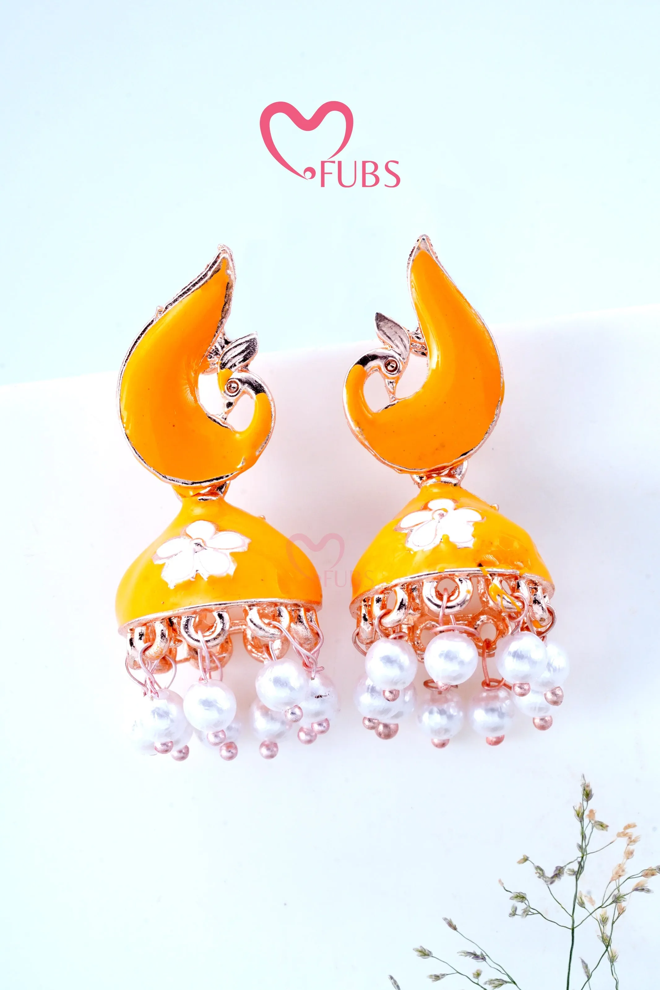 Graceful Peacock Marble Jhumkas