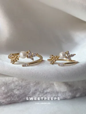 Graceful Pearl Butterfly Ring