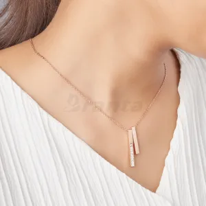 Graceful Rose Gold Diamond Love Bar Pendant Necklace