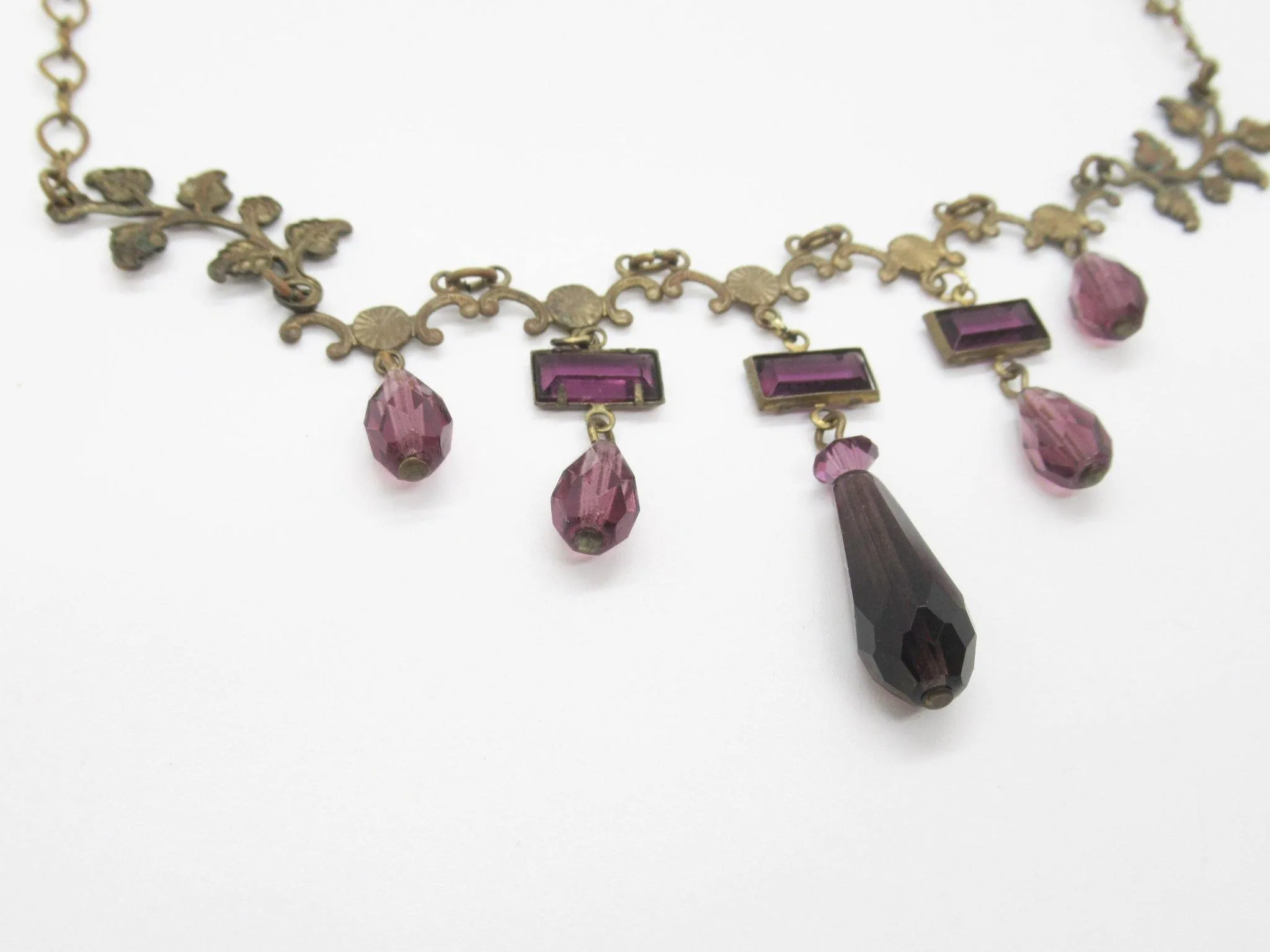 Graceful Vintage Filigree Choker with Purple Drops