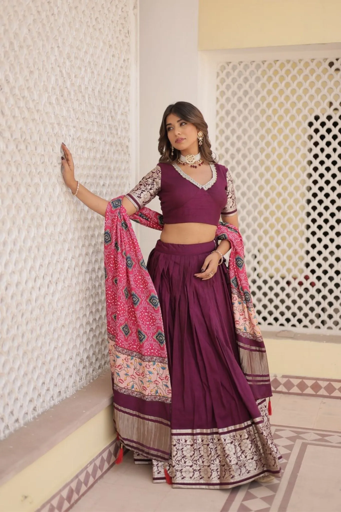 Graceful Viscose Lehenga Choli With Gajji Silk Dupatta Set