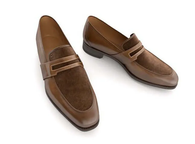 Handmade men Brown Penny Loafer shoes, Men's brown dress leather Suede shoes