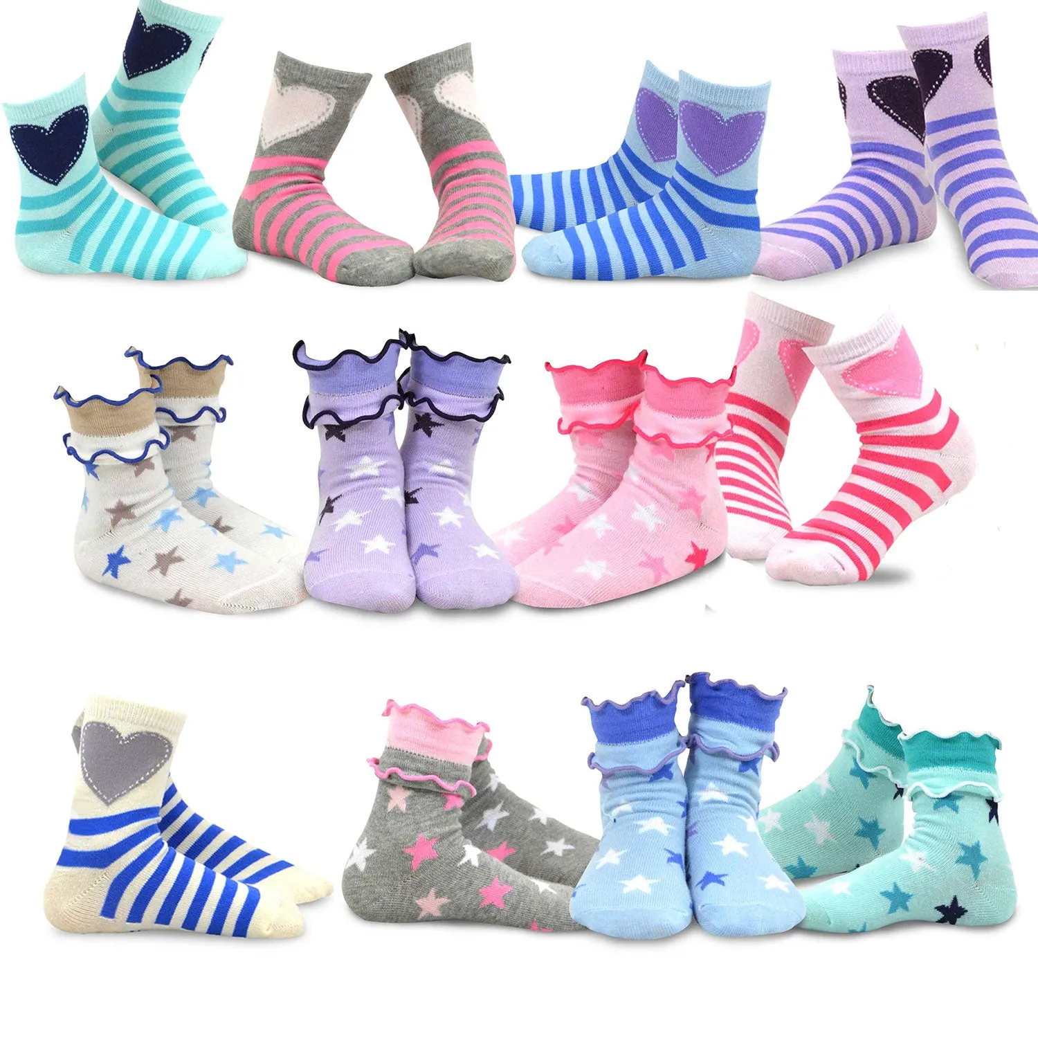 Hearts & Stripes Kids Crew Socks