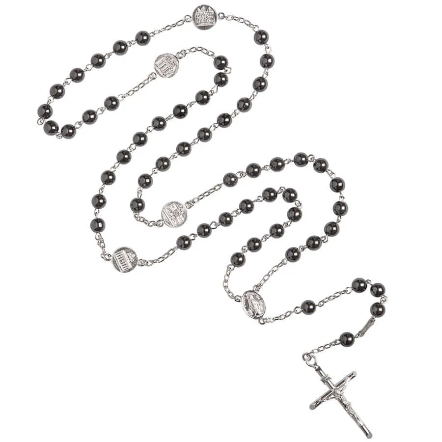 HEMATITE ROSARY - SILVER