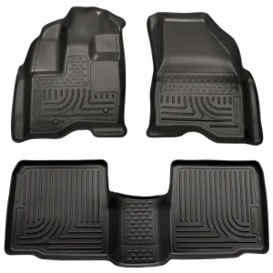 Husky Liners WeatherBeater Front / 2nd Row Floor Liner - Black - Ford Midsize SUV 2011-14