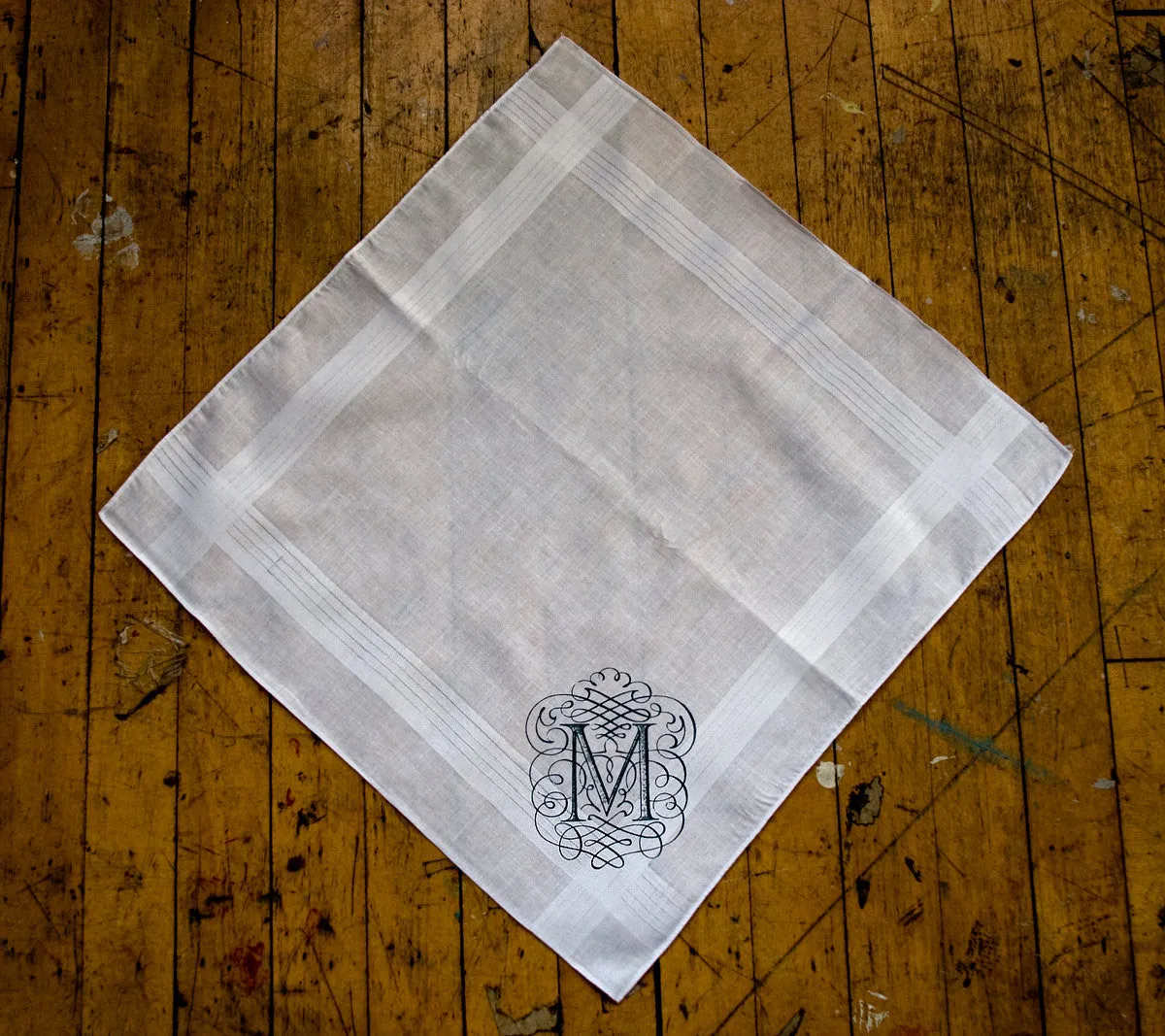 Initial Pocket Square. White Cotton Personalized Handkerchief