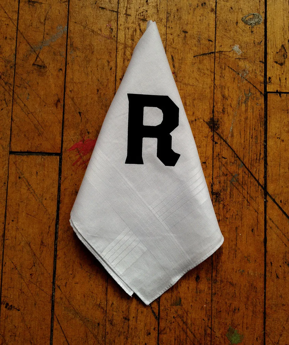 Initial Pocket Square. White Cotton Personalized Handkerchief