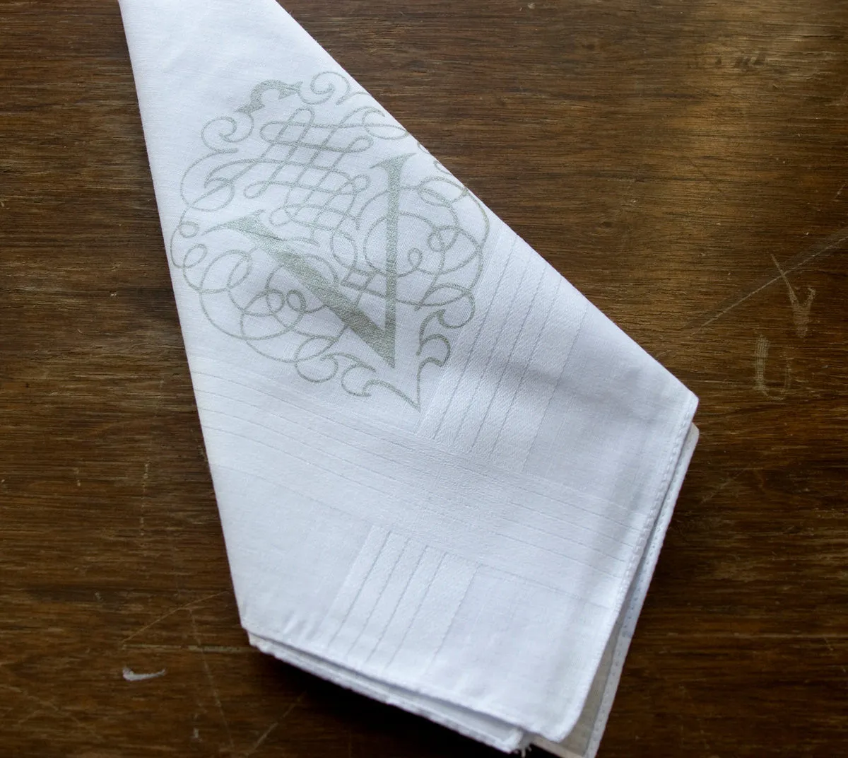 Initial Pocket Square. White Cotton Personalized Handkerchief