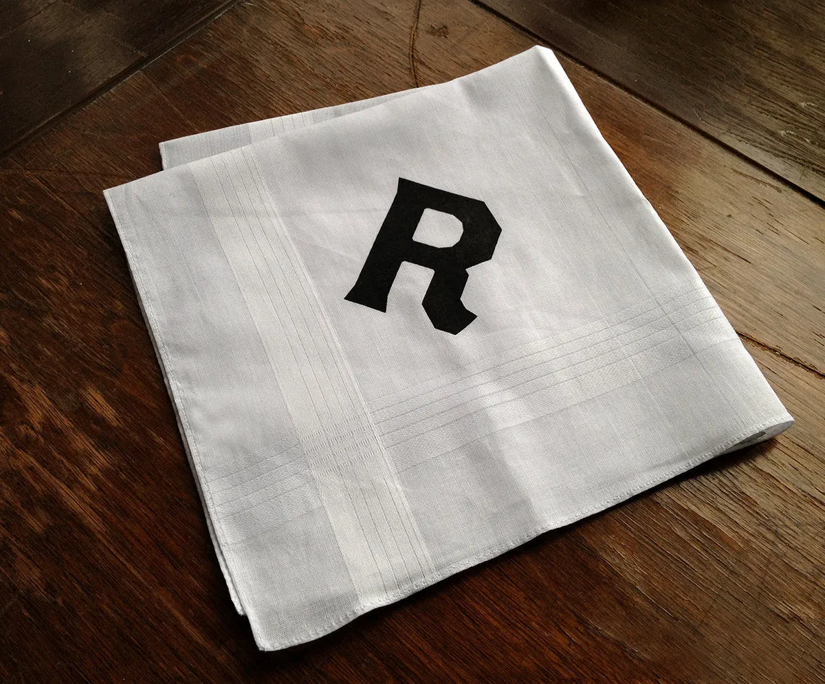 Initial Pocket Square. White Cotton Personalized Handkerchief