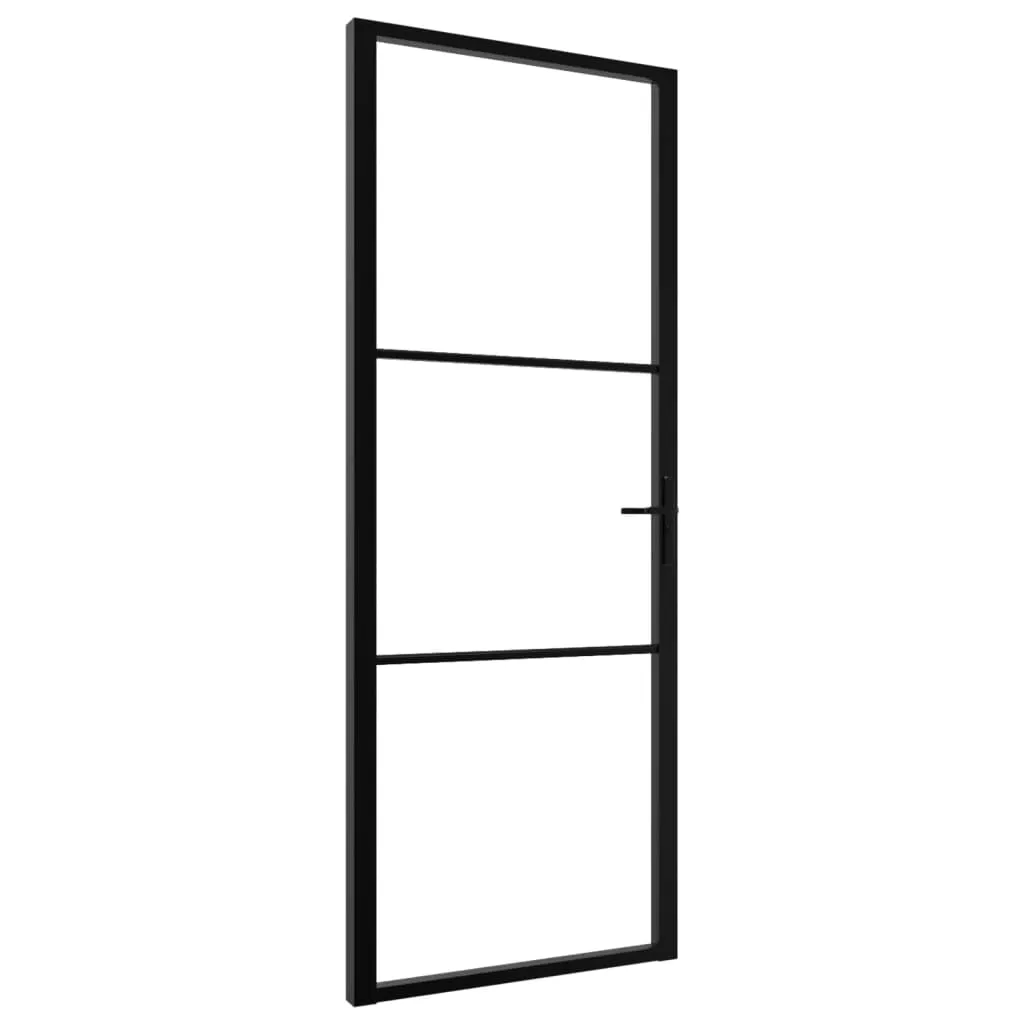 Interior Door ESG Glass and Aluminium 76x201.5 cm Black