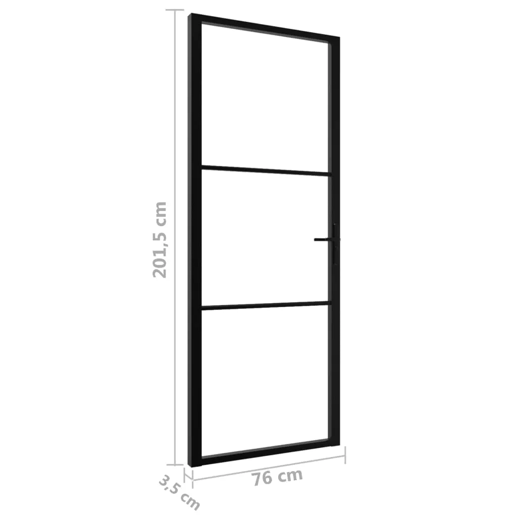 Interior Door ESG Glass and Aluminium 76x201.5 cm Black