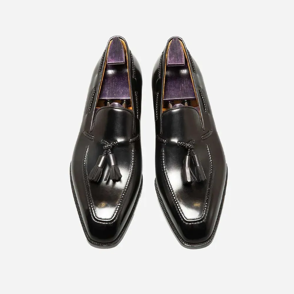 Italian Black Tassels Leather Shoes by Italian Vega®