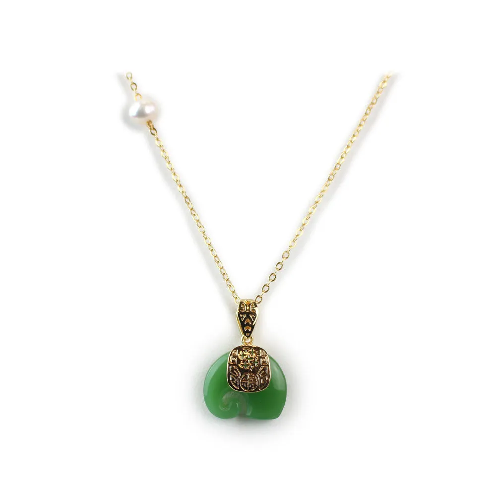 Jade Elephant Charm Necklace