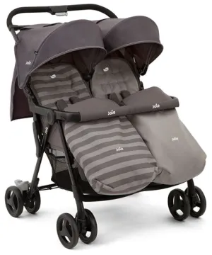 Joie Aire Twin Stroller including 2 Footmuffs Dark Pewter