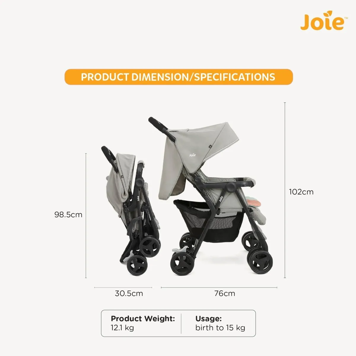 Joie Aire Twin W/ Rc Stroller Nectar & Mineral