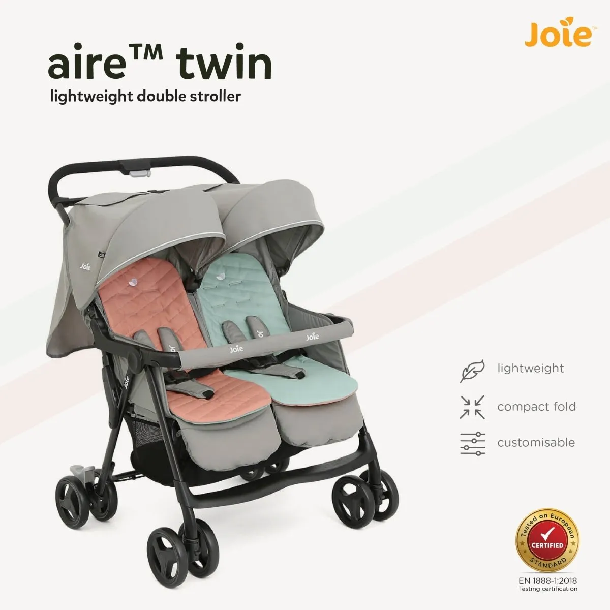 Joie Aire Twin W/ Rc Stroller Nectar & Mineral