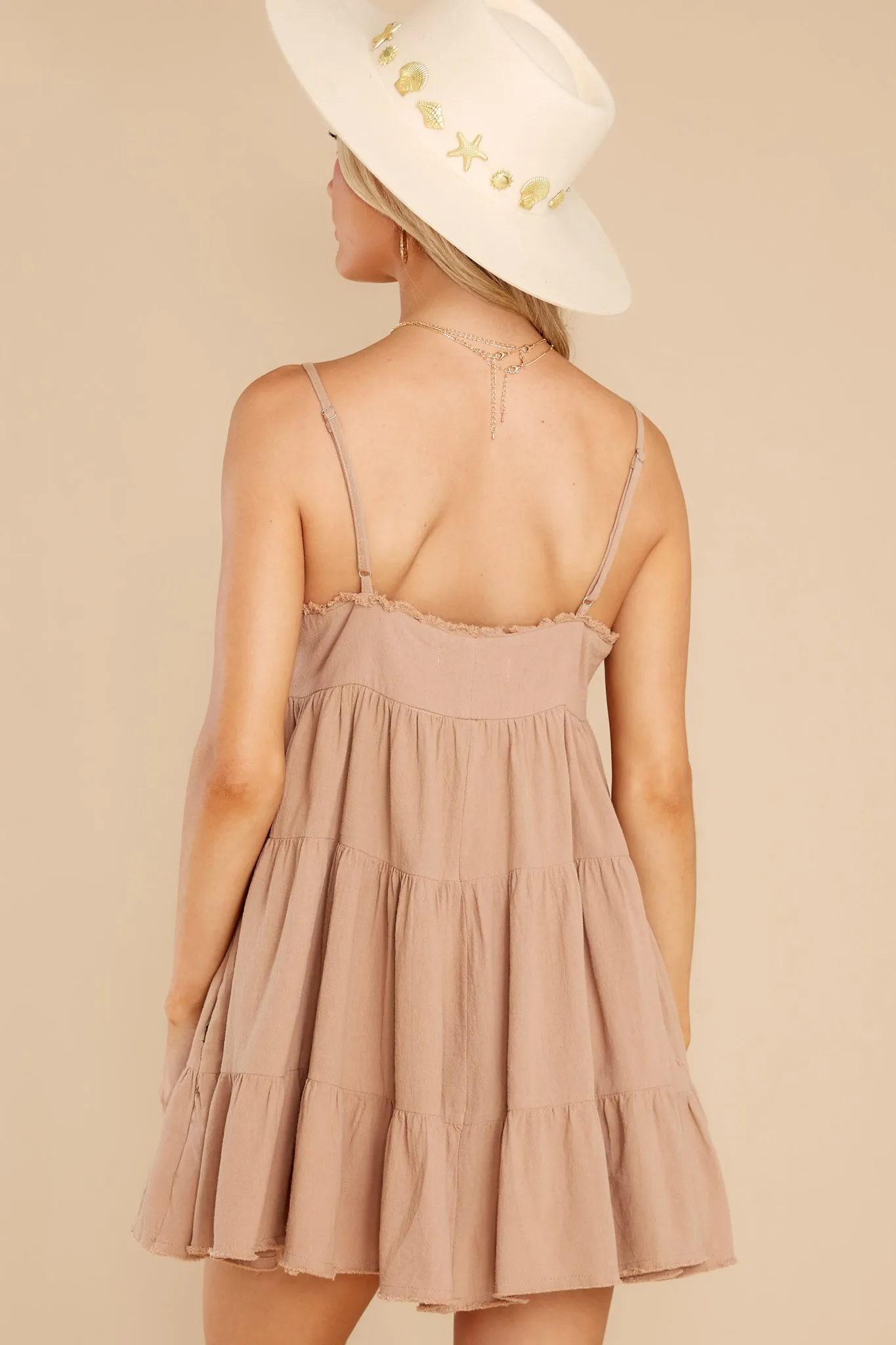 Just Stepping Out Taupe Cotton Dress