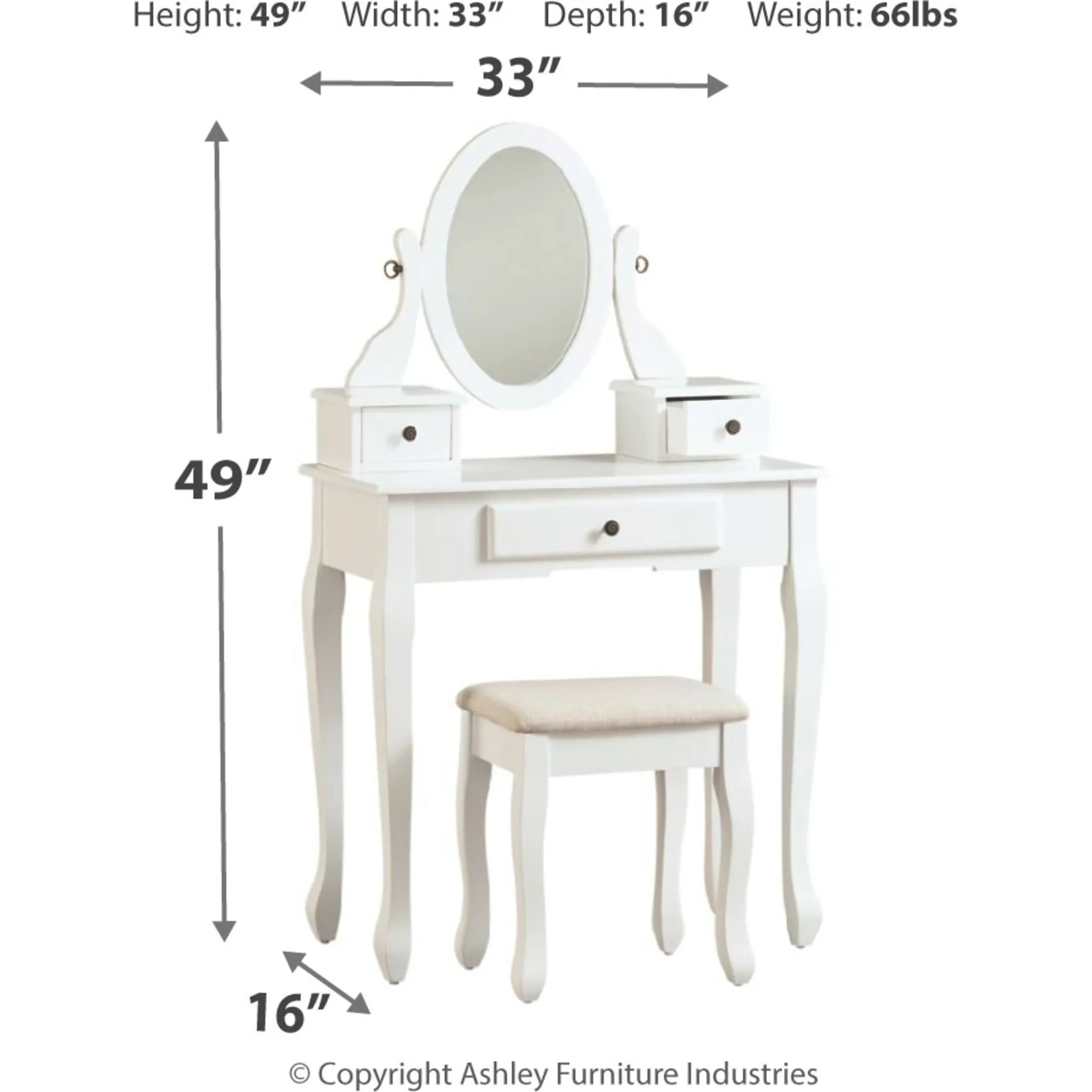 Kaslyn Vanity, Mirror & Stool