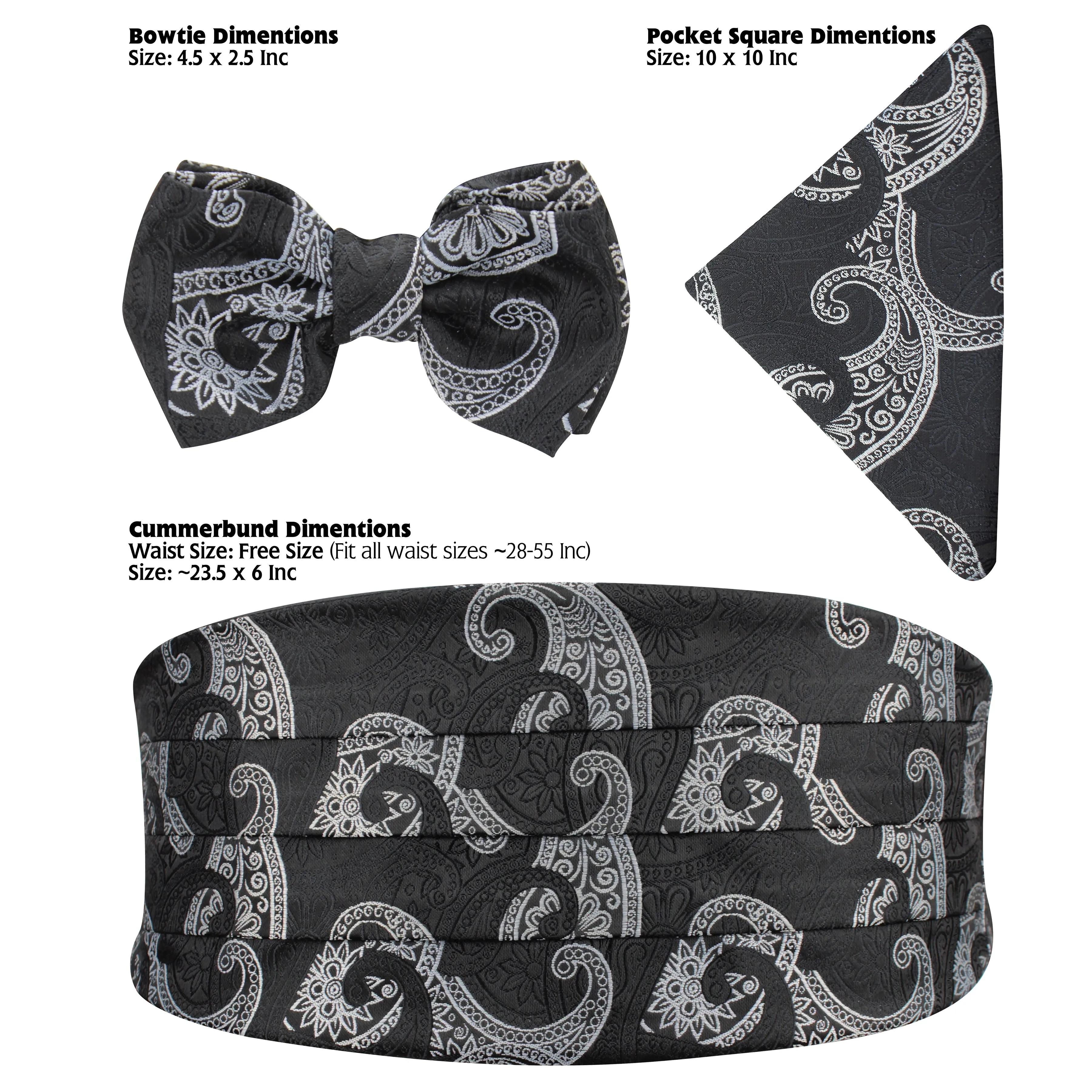 Kavove Graceful Paisley Black Cummerbund Gift Set