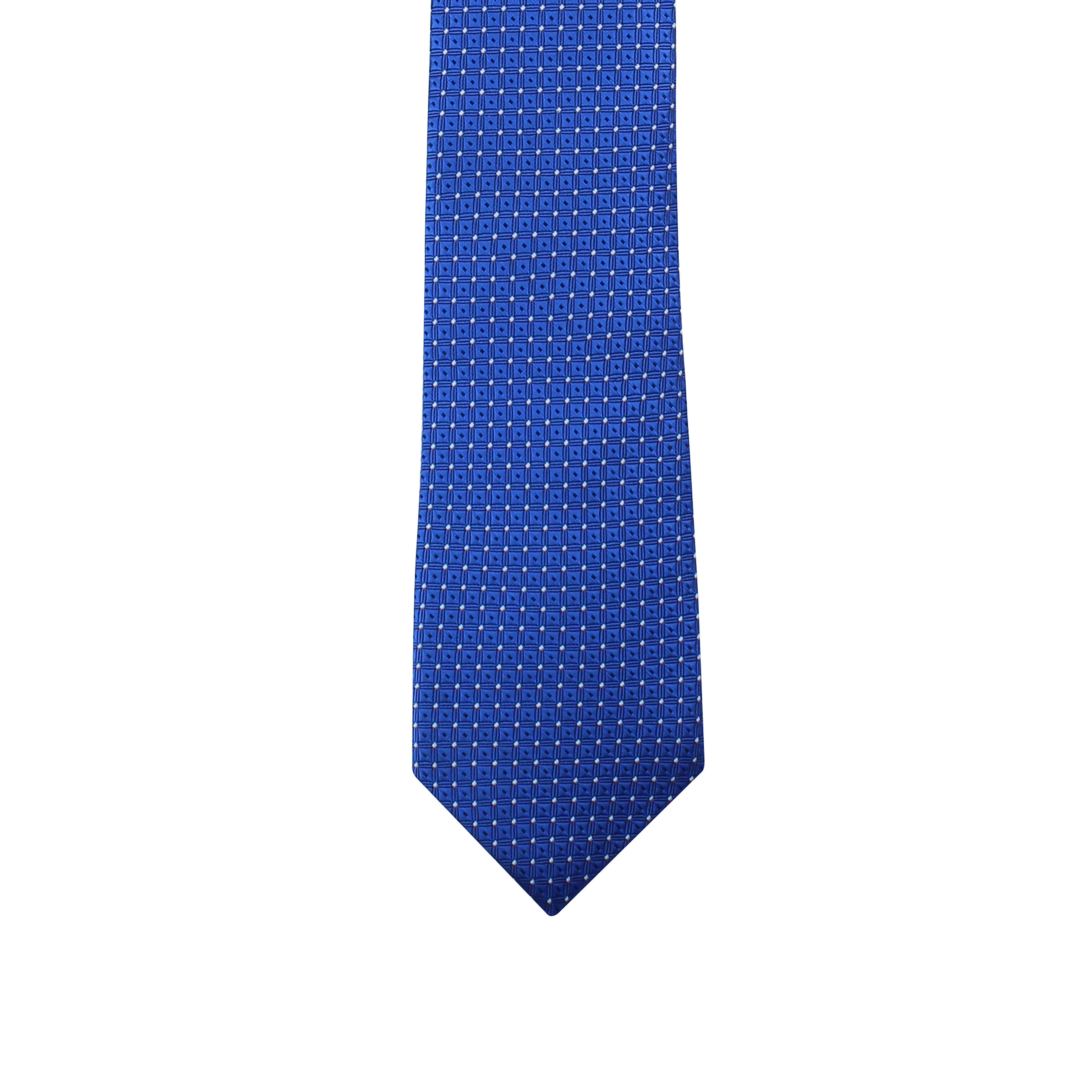 Kovove Graceful Blue Checkered Necktie and Pocket Square Gift Box