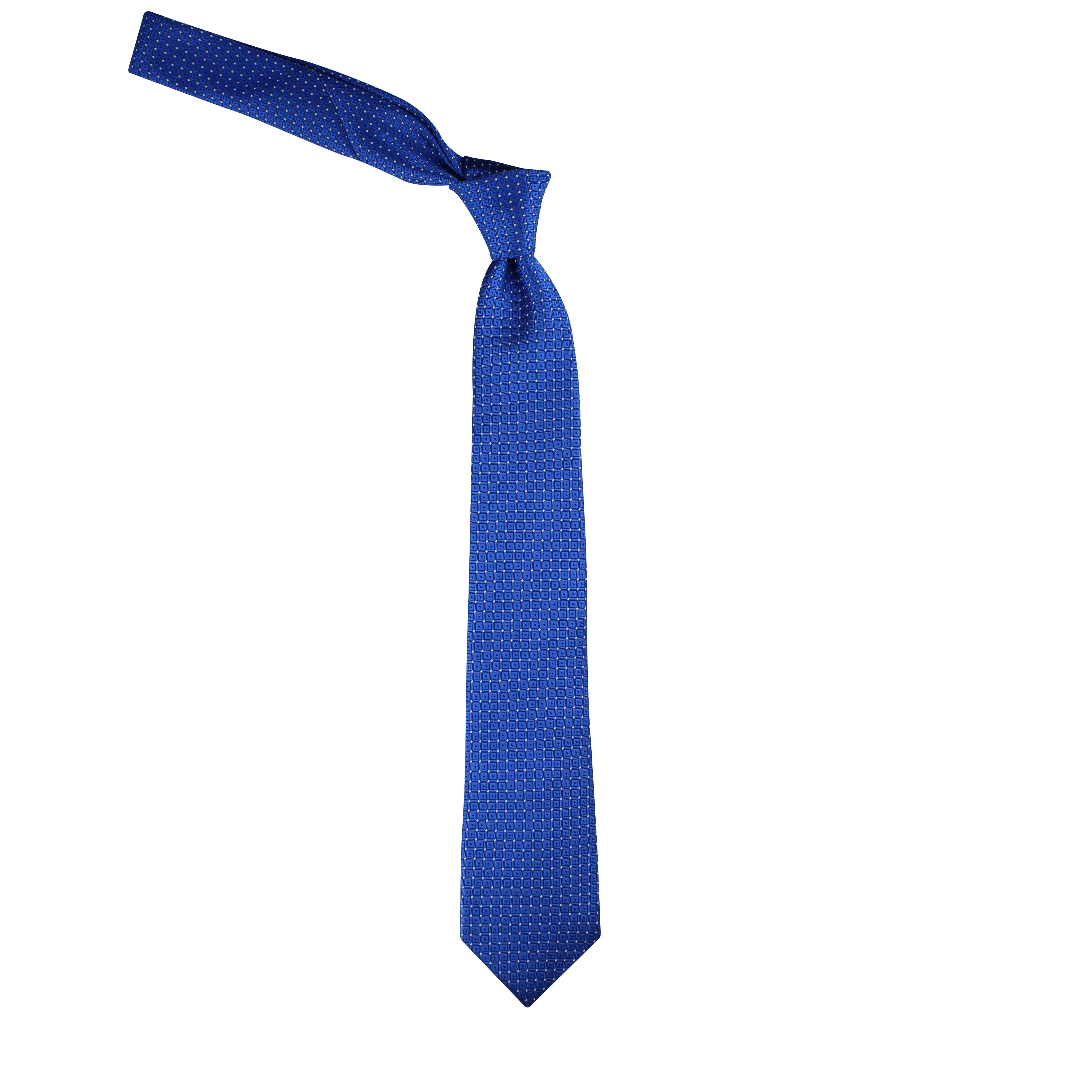 Kovove Graceful Blue Checkered Necktie and Pocket Square Gift Box