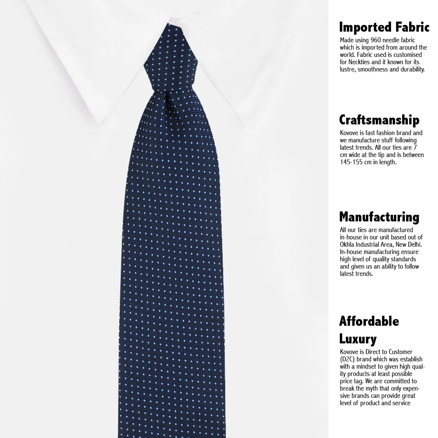 Kovove Graceful Blue Polka Dot Neck Tie For Men