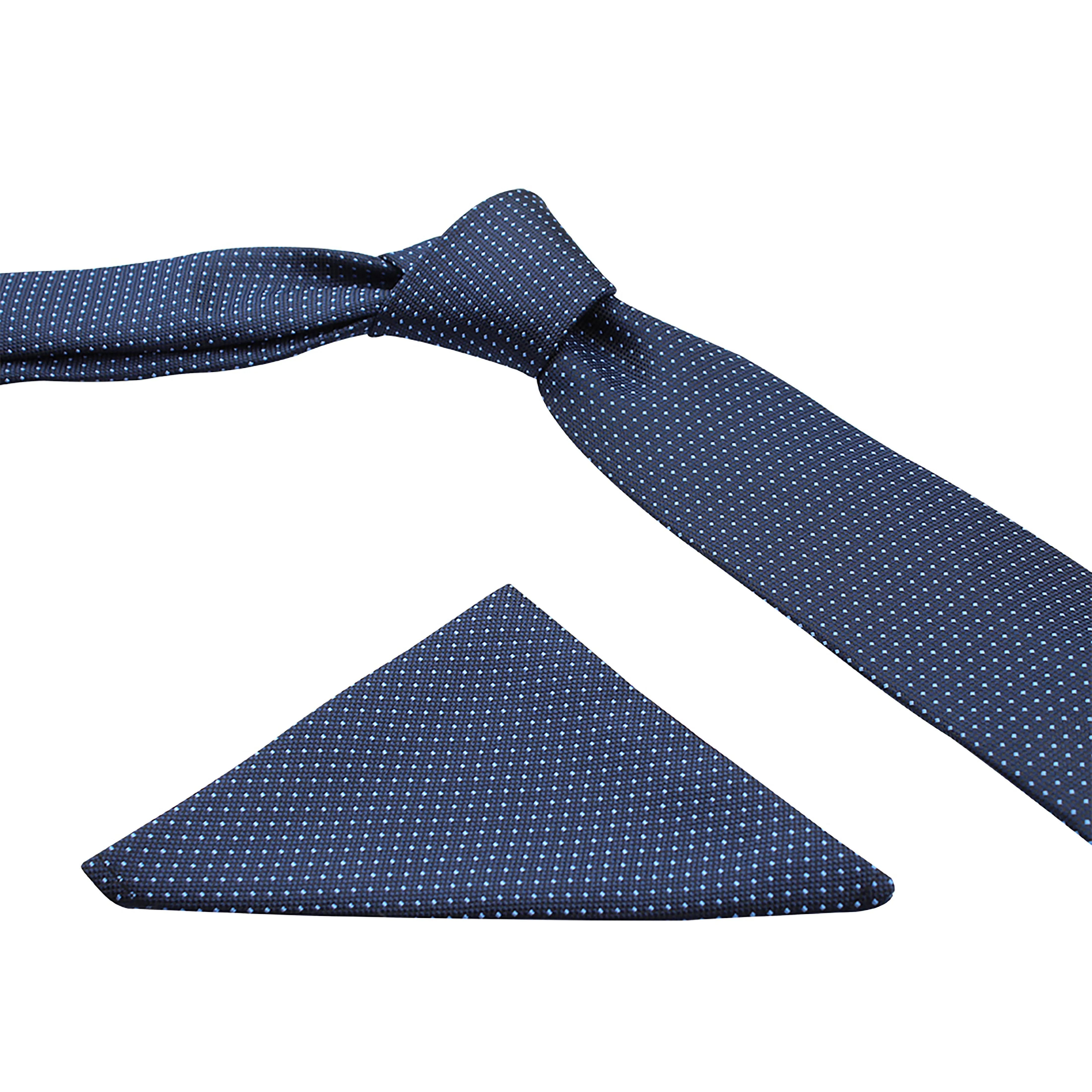 Kovove Graceful Blue Polka Dot Necktie and Pocket Square Gift Box