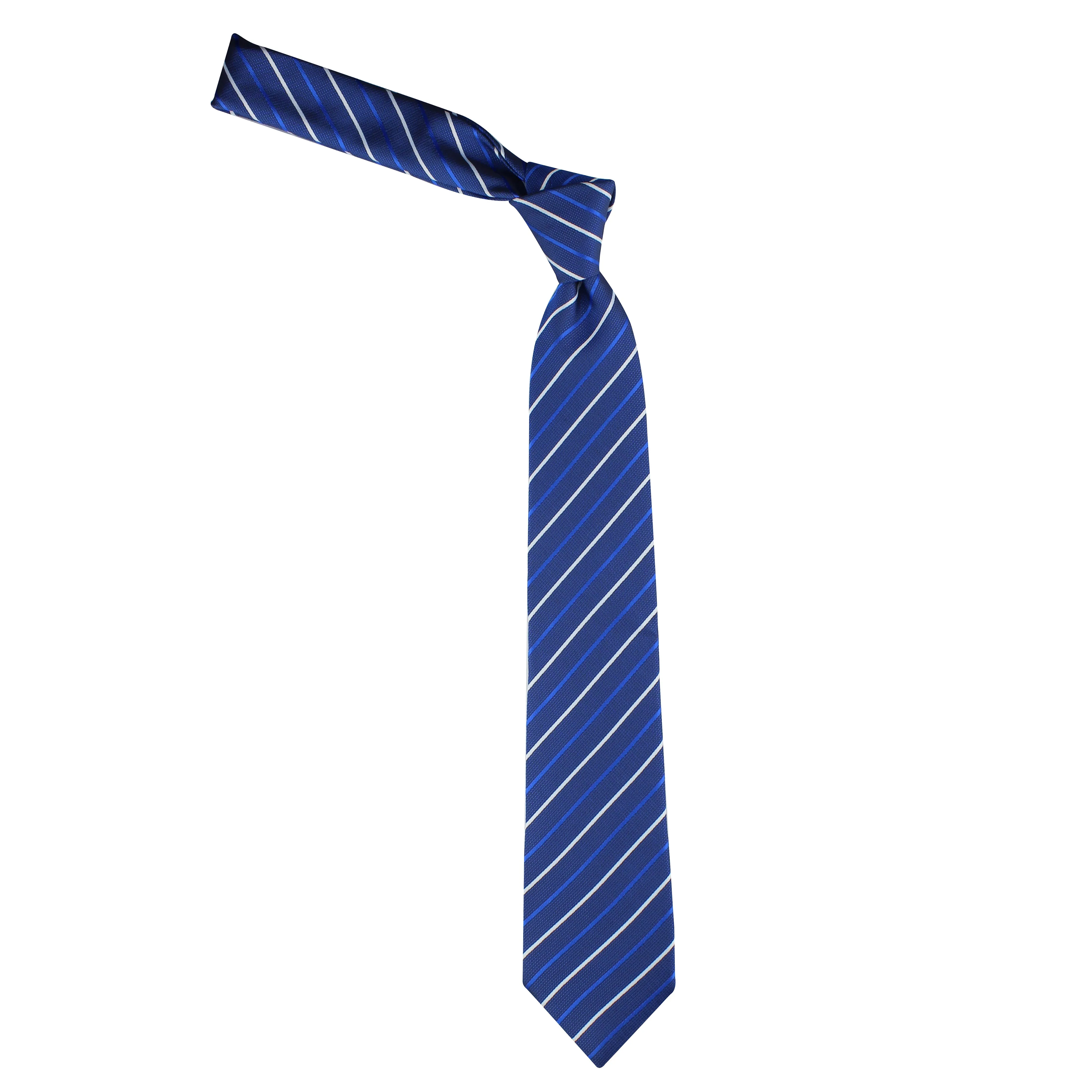 Kovove Graceful Blue Striped Necktie and Pocket Square Gift Box