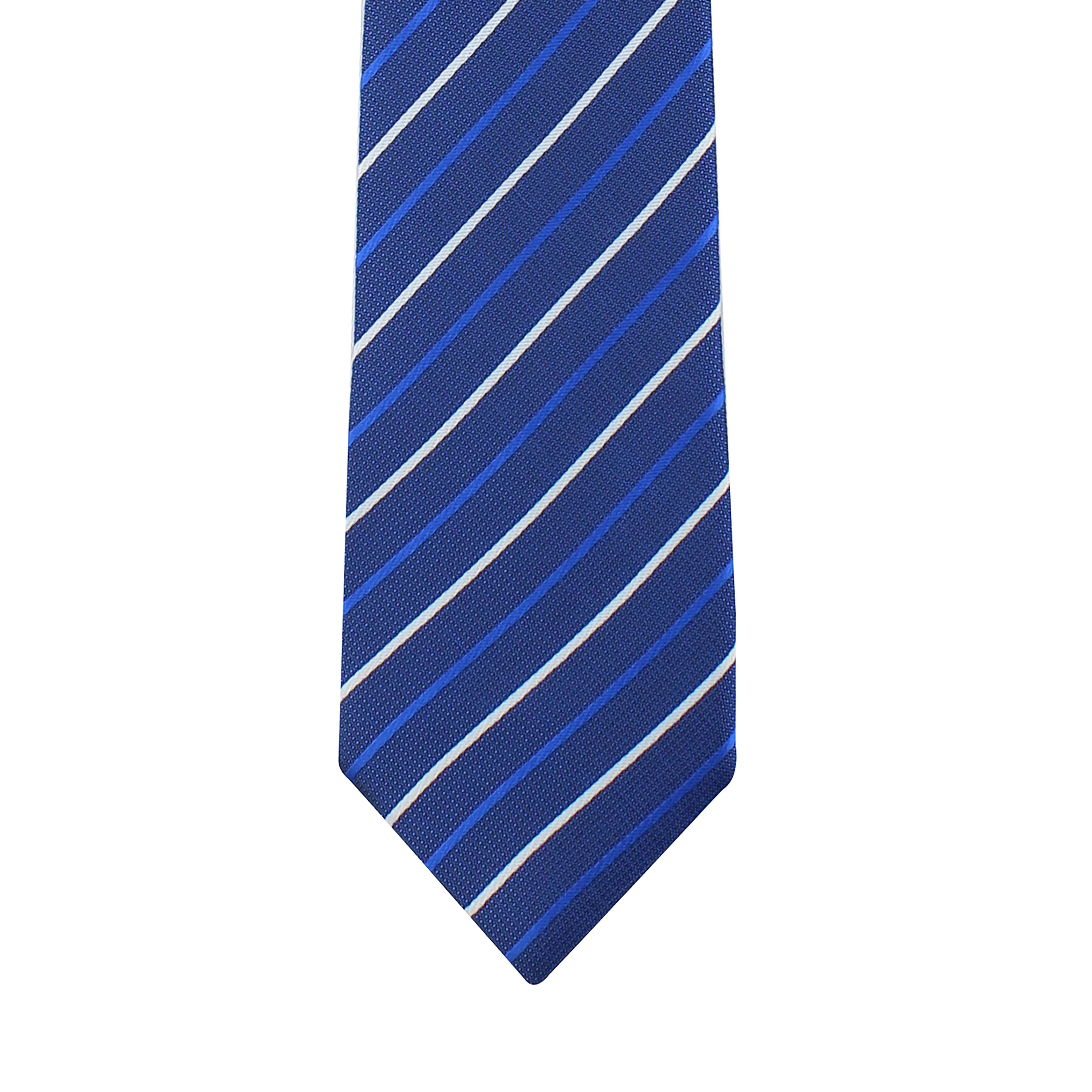 Kovove Graceful Blue Striped Necktie and Pocket Square Gift Box