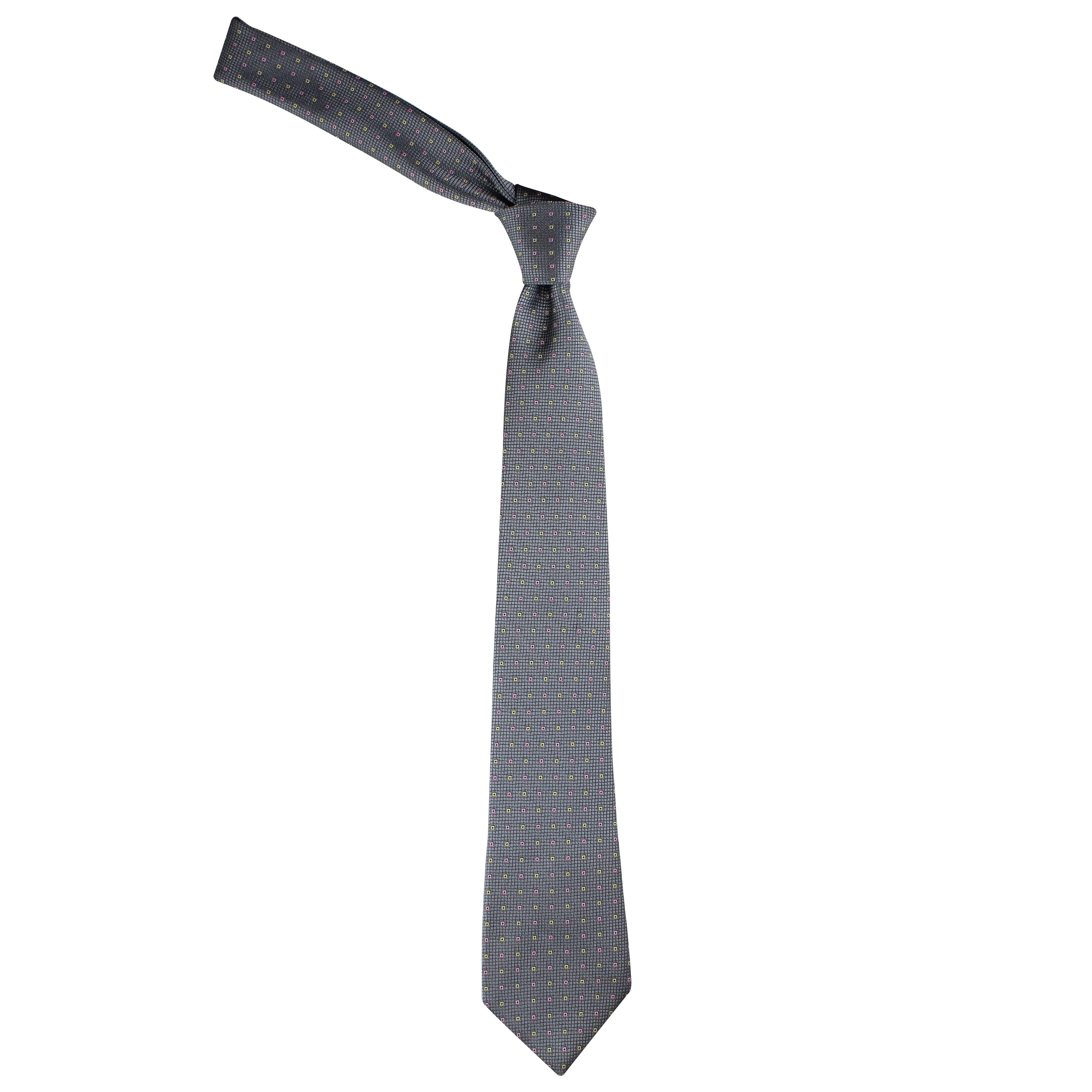 Kovove Graceful Grey Checkered Necktie and Pocket Square Gift Box