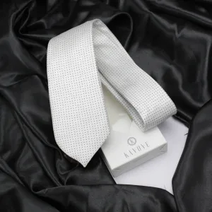 Kovove Graceful White Polka Dot Neck Tie For Men